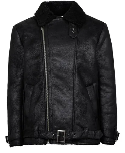 Topman Faux Shearling Biker Jacket