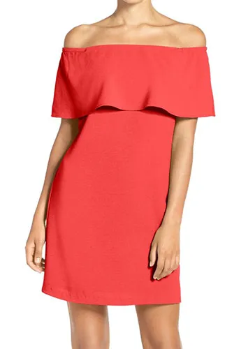 Off the Shoulder Woven A-Line Dress