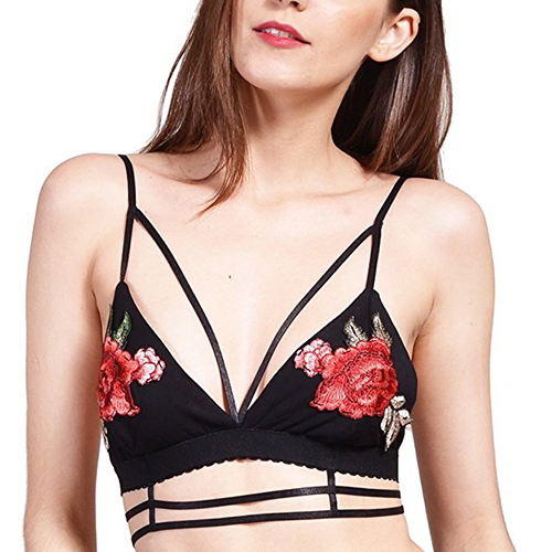 Wink Gal Women's Embroidered Floral Printed Strappy Bralette