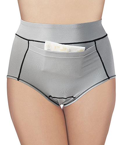 3 PACK Cotton Assorted Colors with Pocket Hi-Rise Brief Menstrual Period Panties