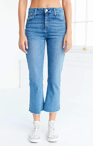 BDG Kick Flare High-Rise Cropped Jean Stone Bleach