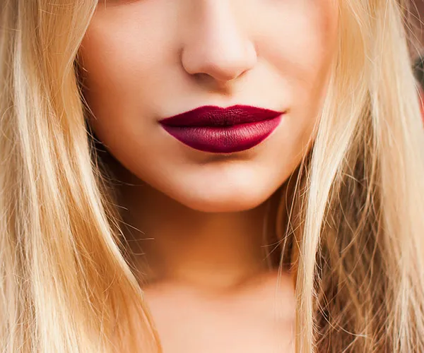 woman wearing red lipstick