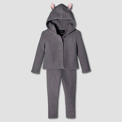 toddler girls' dark Grey Bunny Jacket and pant sweater set victoria beckham for target