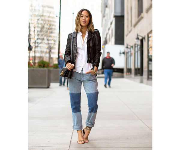 Song of Style Leather Jacket Boyfriend Jeans