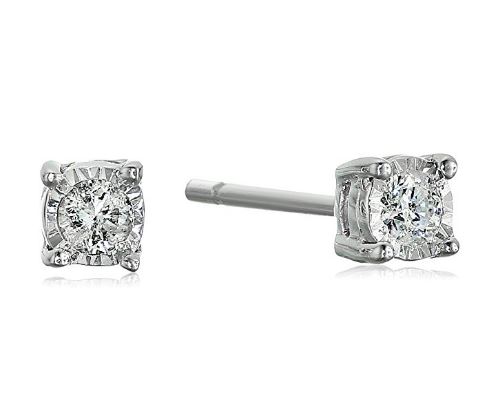 1/10 Cttw Diamond Sterling Silver Stud Earrings