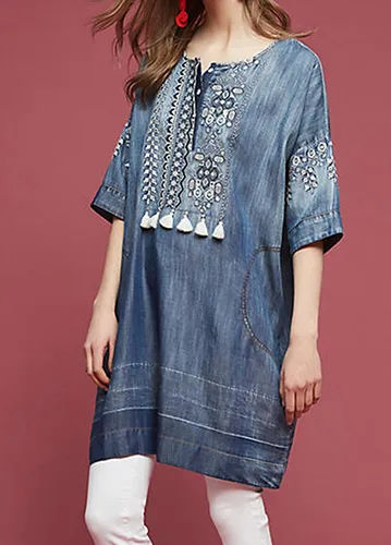 Embroidered Caftan Dress