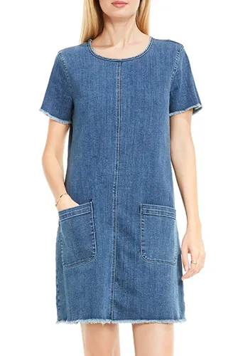 Frayed Denim Shift Dress