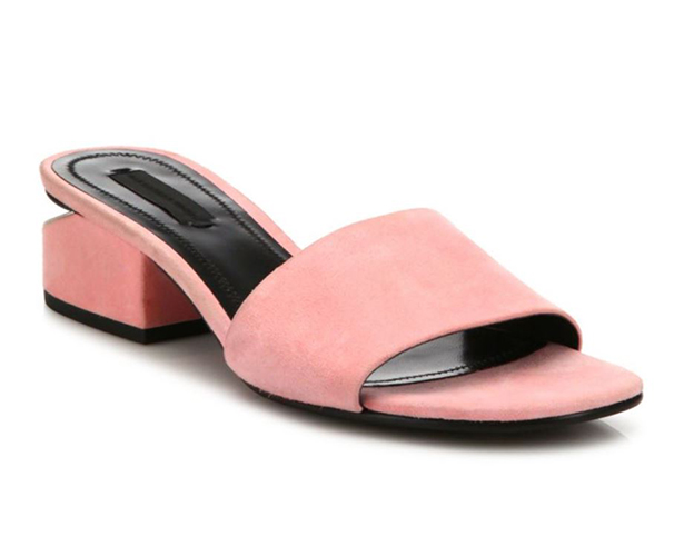 Alexander Wang Lou Tilt-Heel Suede Slides