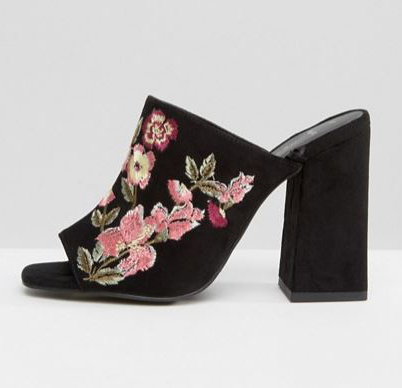 New Look Wide Fit Embroidered Heeled Mule