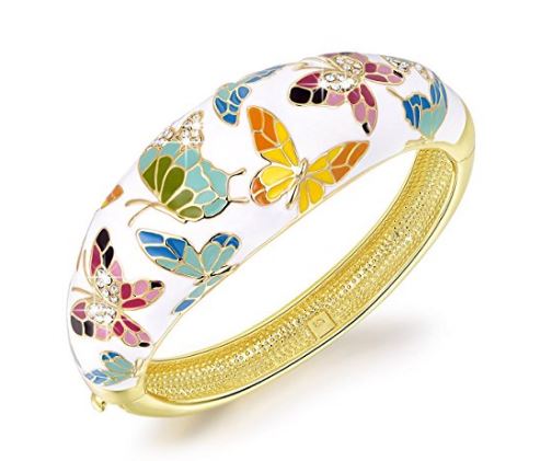 Qianse Spring of Versaille Butterfly Handcrafted Bangle Bracelet With Austrian Crystals