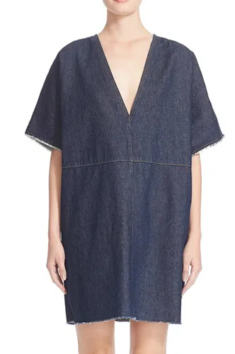 Raw Hem Washed Denim Dress