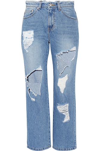 SJYP Steve J & Yoni P Cropped distressed high rise straight leg jeans