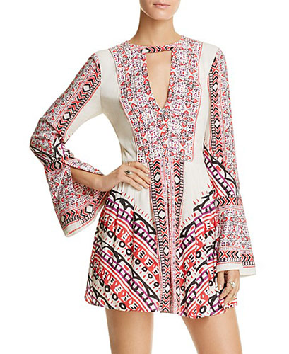 Free People Tegan Border-Print Mini Dress