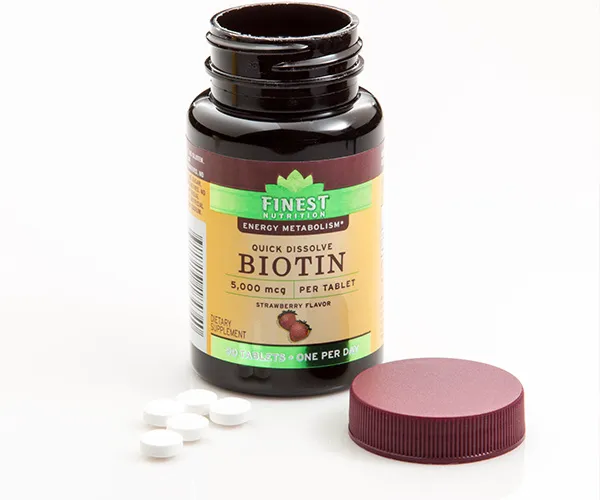 Biotin Biotin capsules for hair growth support.