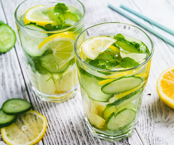 water with lemons cucumber and mint