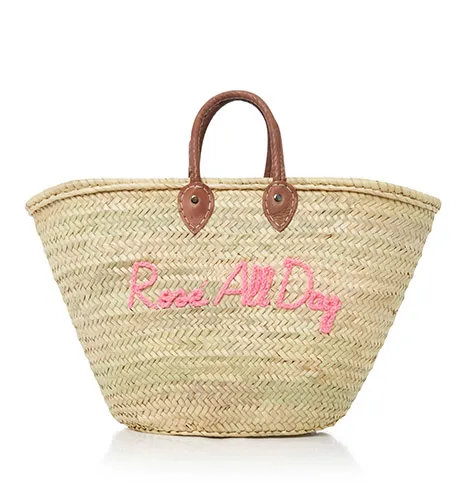 Poolside Shorty Embroidered Straw Tote