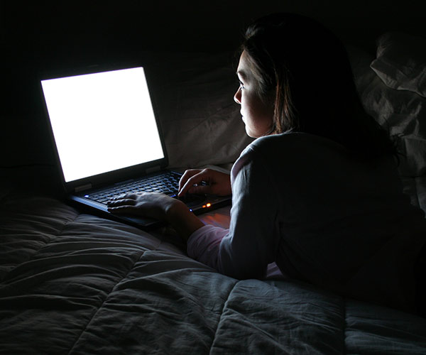 using laptops at night