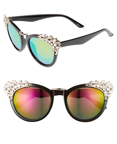 53mm Crystal Embellished Cat Eye Sunglasses