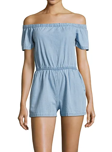 3x1 Clark Off-the-Shoulder Cotton Romper