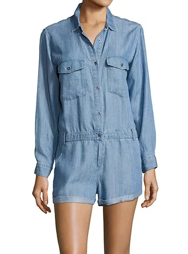 Rails Johnny Long-Sleeve Chambray Romper