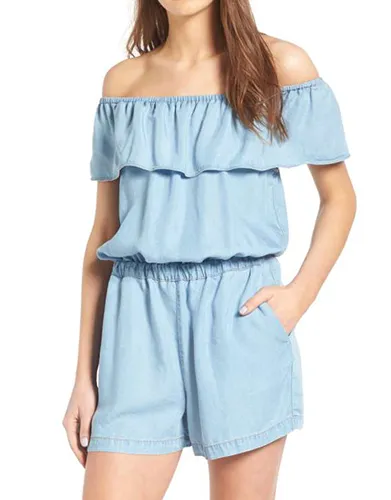 SPLENDID Off the Shoulder Chambray Romper