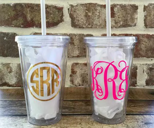 Monogrammed Tumblers bachelorette party favors