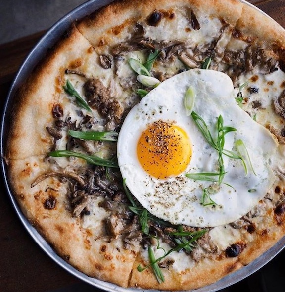 Chickpea Pizza With Shaved Asparagus Salad healthy pizza recipes