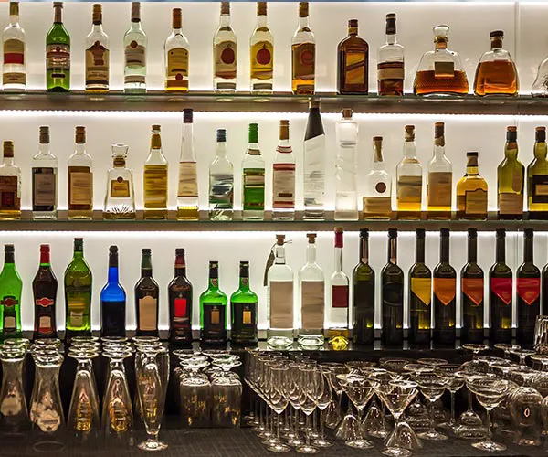 alcohol in bar