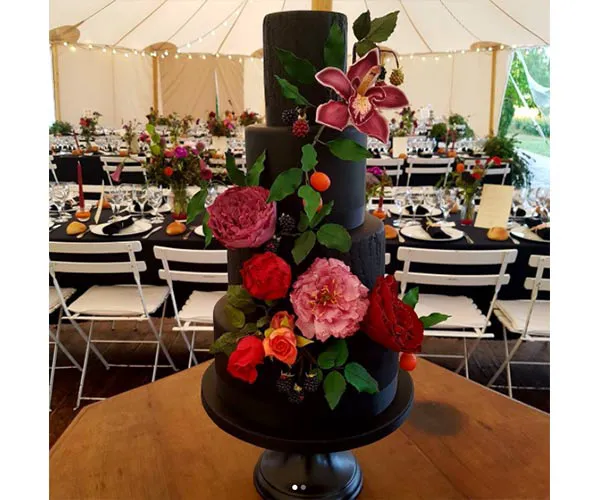 all-black wedding cake