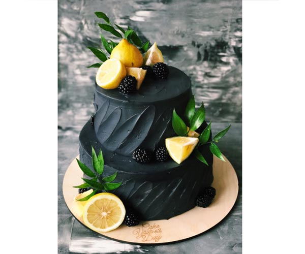 all-black wedding cake