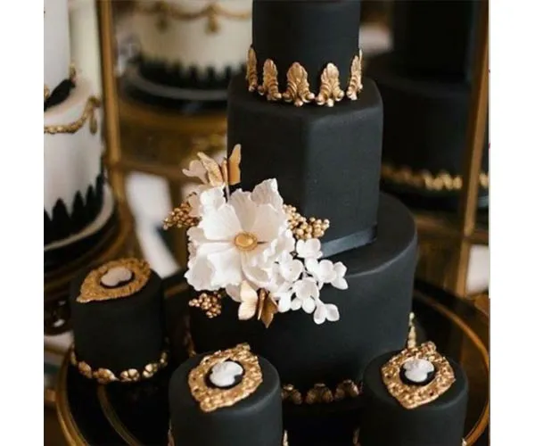 all-black wedding cake