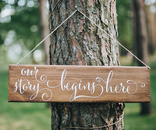 wooden rustic wedding sign