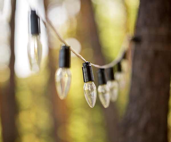 string lights wedding ceremony