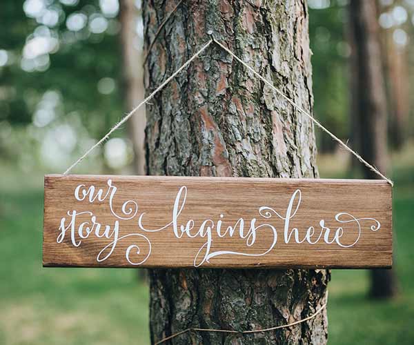 wood wedding sign