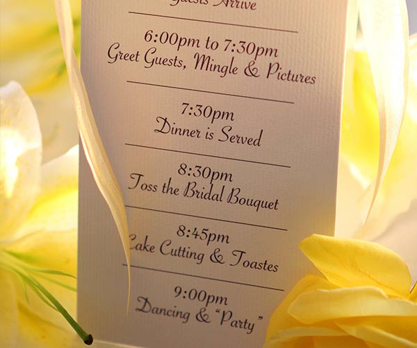 Wedding schedule