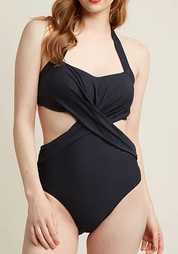 Edgy on the Eyes One-Piece Swimsuit in Black