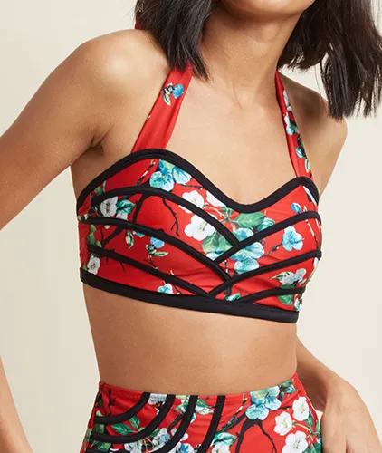Set the Serene Swimsuit Top in Botanical Red