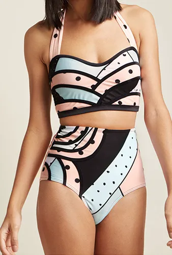 Set the Serene Swimsuit Top in Dotted Pastel