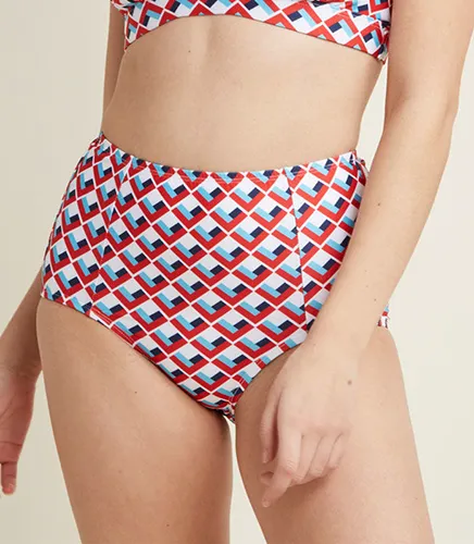 Sunrise Swim High-Waisted Swimsuit Bottom in Geo