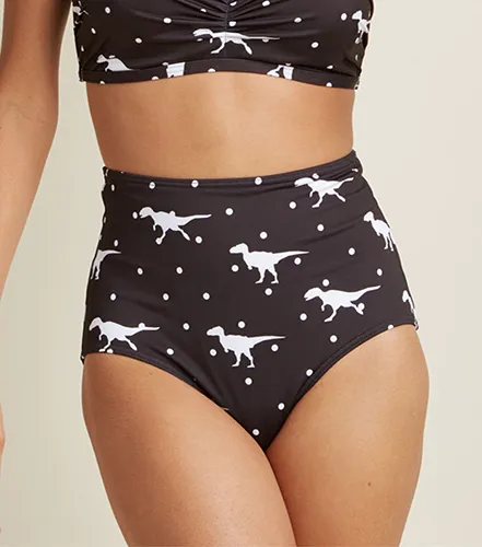 Waterfront Flaunt High-Waisted Swimsuit Bottom in Dinos