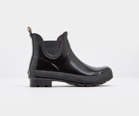 joules wellibobs short black glossy rain boots