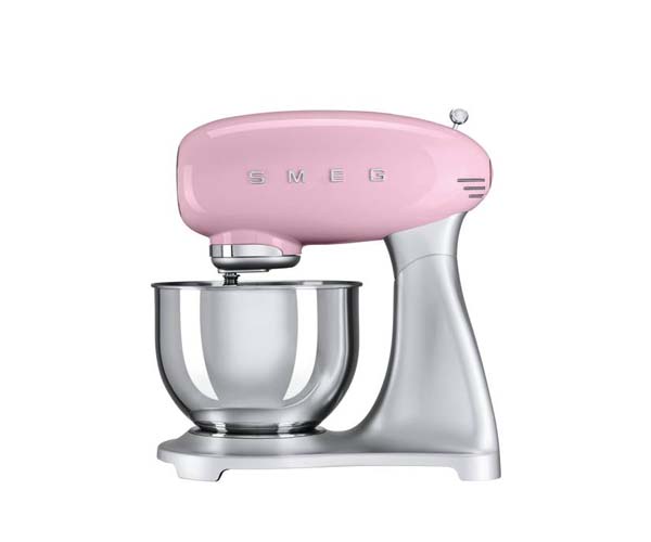pink and silver standing mixer