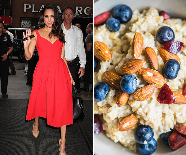 meghan markle and oatmeal with blueberries and almonds