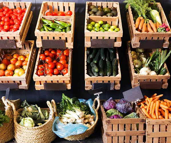 farm stand assorted veggies