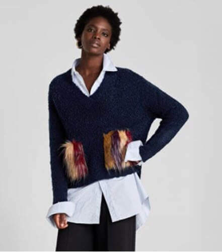 zara sweater with textured pockets