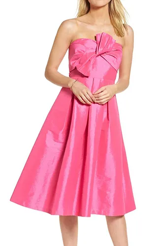 Bow Bodice Strapless Midi Dress