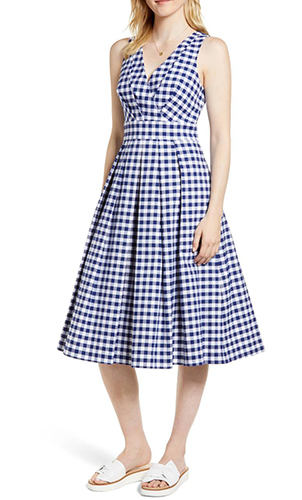 Gingham Fit & Flare Midi Dress