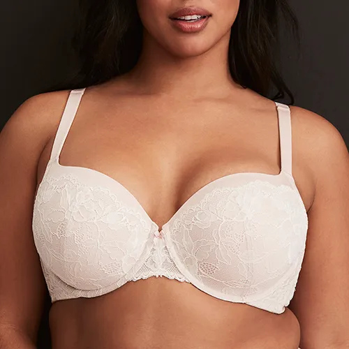Light Pink Floral Lace Push-Up Balconette Bra