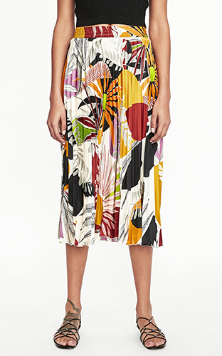 Pleated Print Skirt