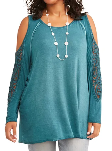 Plus Cold Shoulder Lace Top